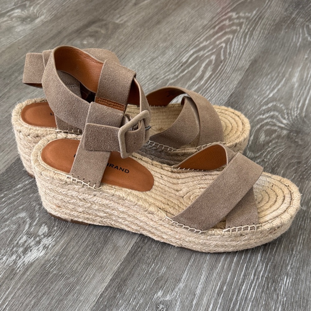 Lucky Brand Wedge Espadrille Sandals in Taupe